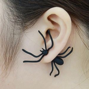 1 Piece Black Spider Charm Ear Stud Earring